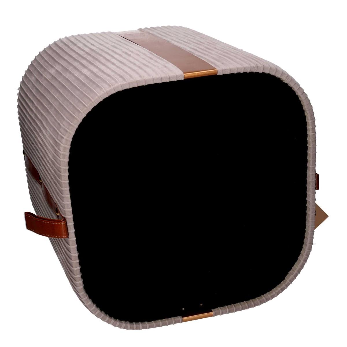 Pouf Velluto Cubo Grigio Apribile cm.28x28x27 | Vacchetti