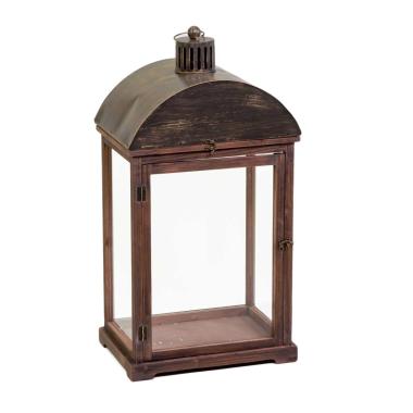 Lanterna cm.32x20x60 Legno Noce con Tetto Metallo |Vacchetti