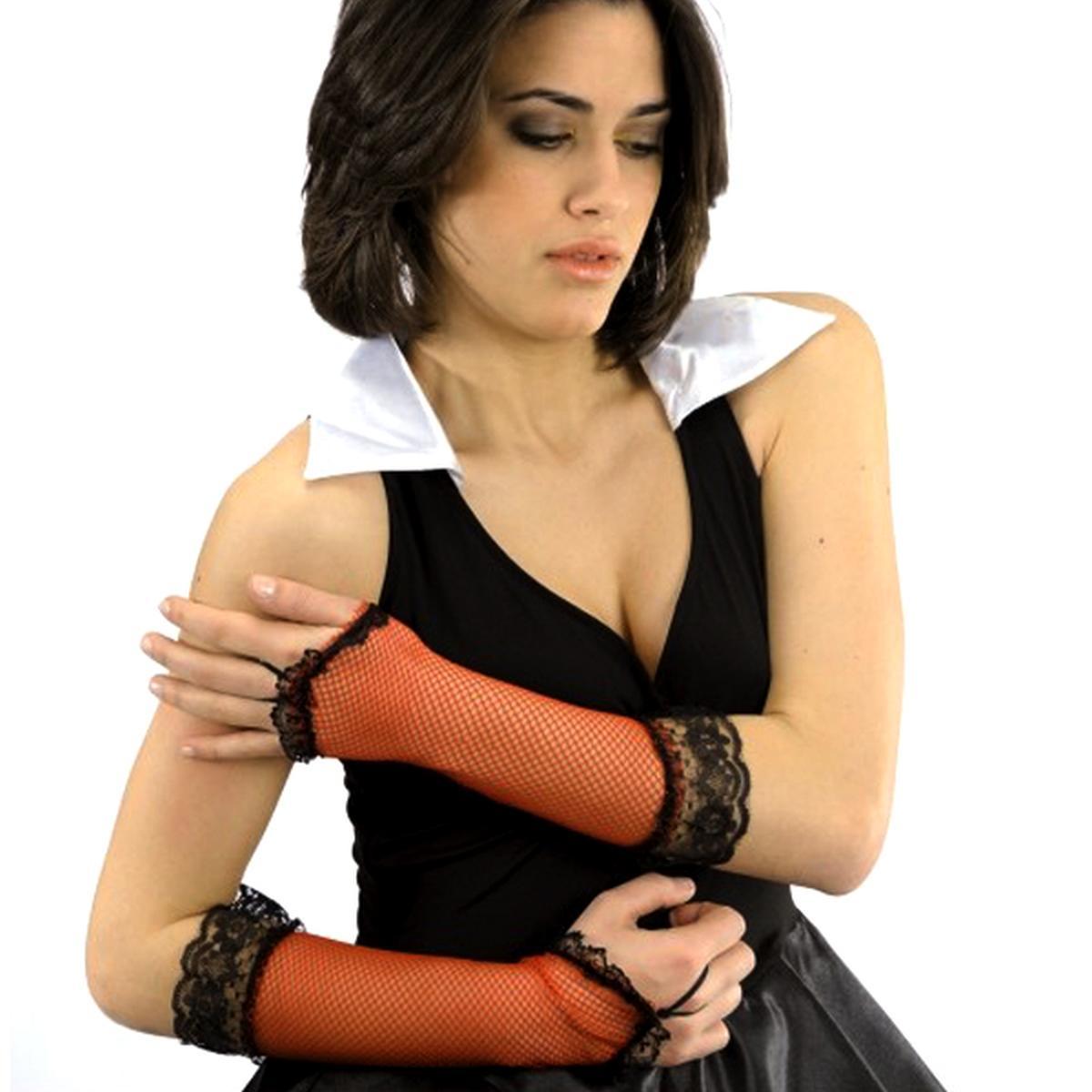 Guanti Corti Rossi Rete Infradito cm.30 |Carnival Toys