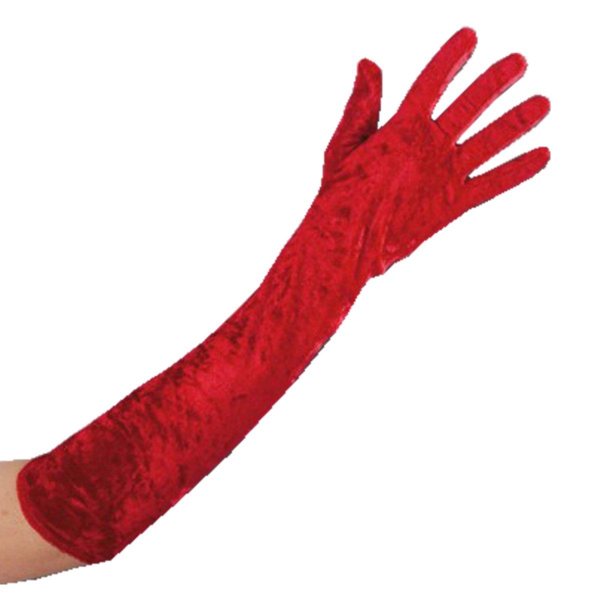 Guanti Lunghi Rossi Ciniglia cm.50 |Carnival Toys