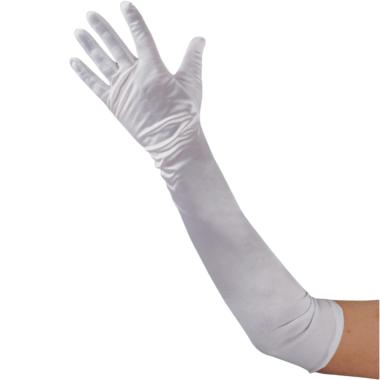 Guanti Lunghi Raso Bianco Elasticizzato 50 Cm |Carnival Toys