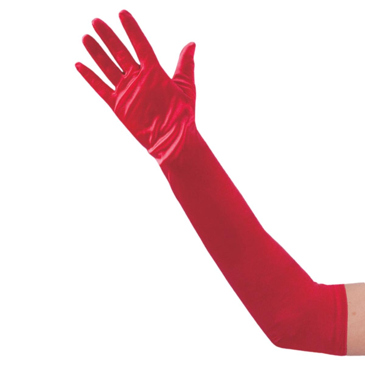 Guanti Lunghi Rossi Raso cm.50 |Carnival Toys