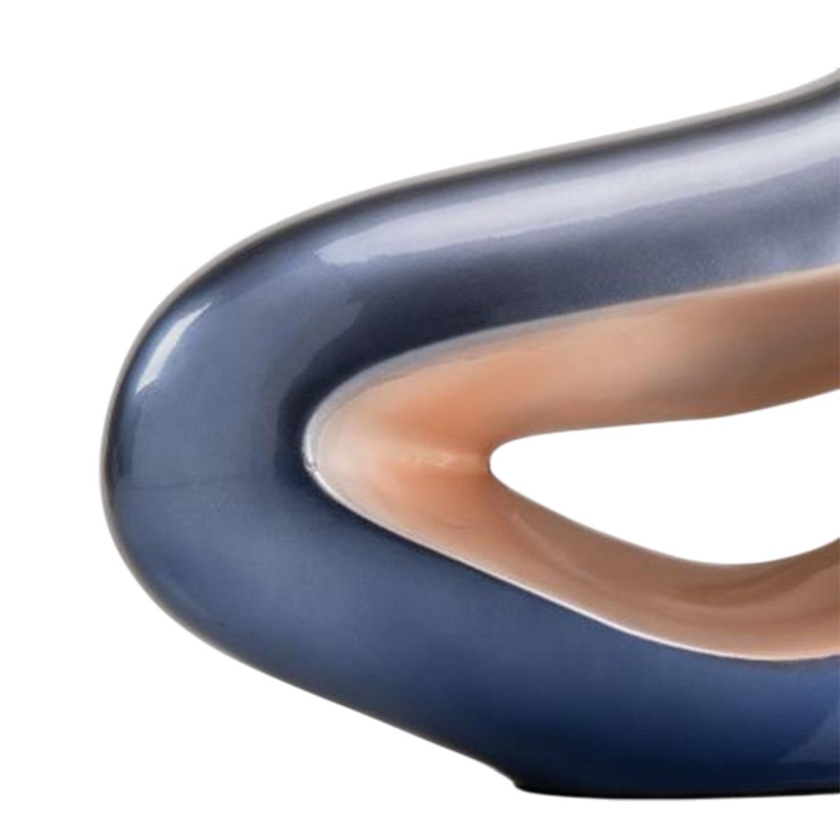 Vaso Ceramica Goccia Ricciolo Blu/Oro cm.32x40 |Ambienti Glamour