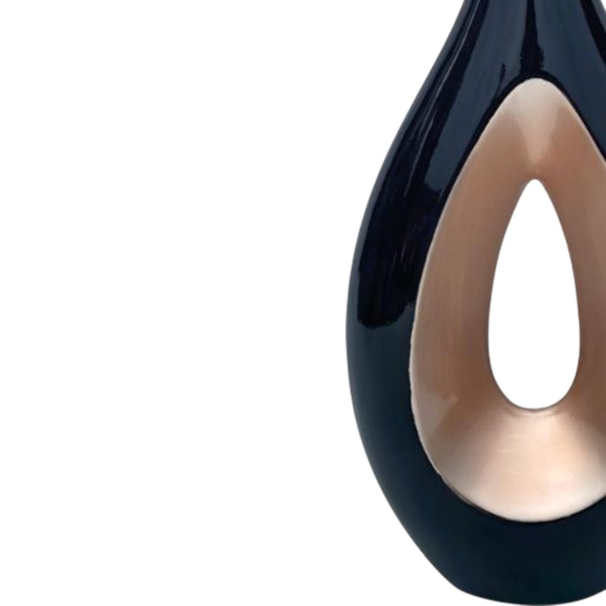 Vaso Ceramica Goccia Nero/Oro Alto cm.29x63 |Ambienti Glamour