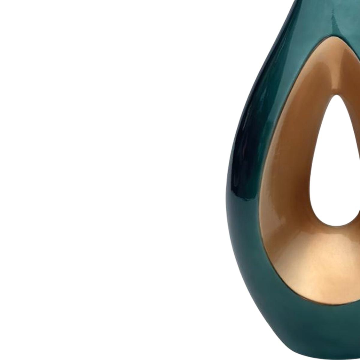 Vaso Ceramica Goccia Verde/Oro Alto cm.29x63 |Ambienti Glamour