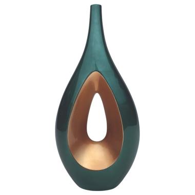 Vaso Ceramica Goccia Verde/Oro Alto cm.29x63 |Ambienti Glamour