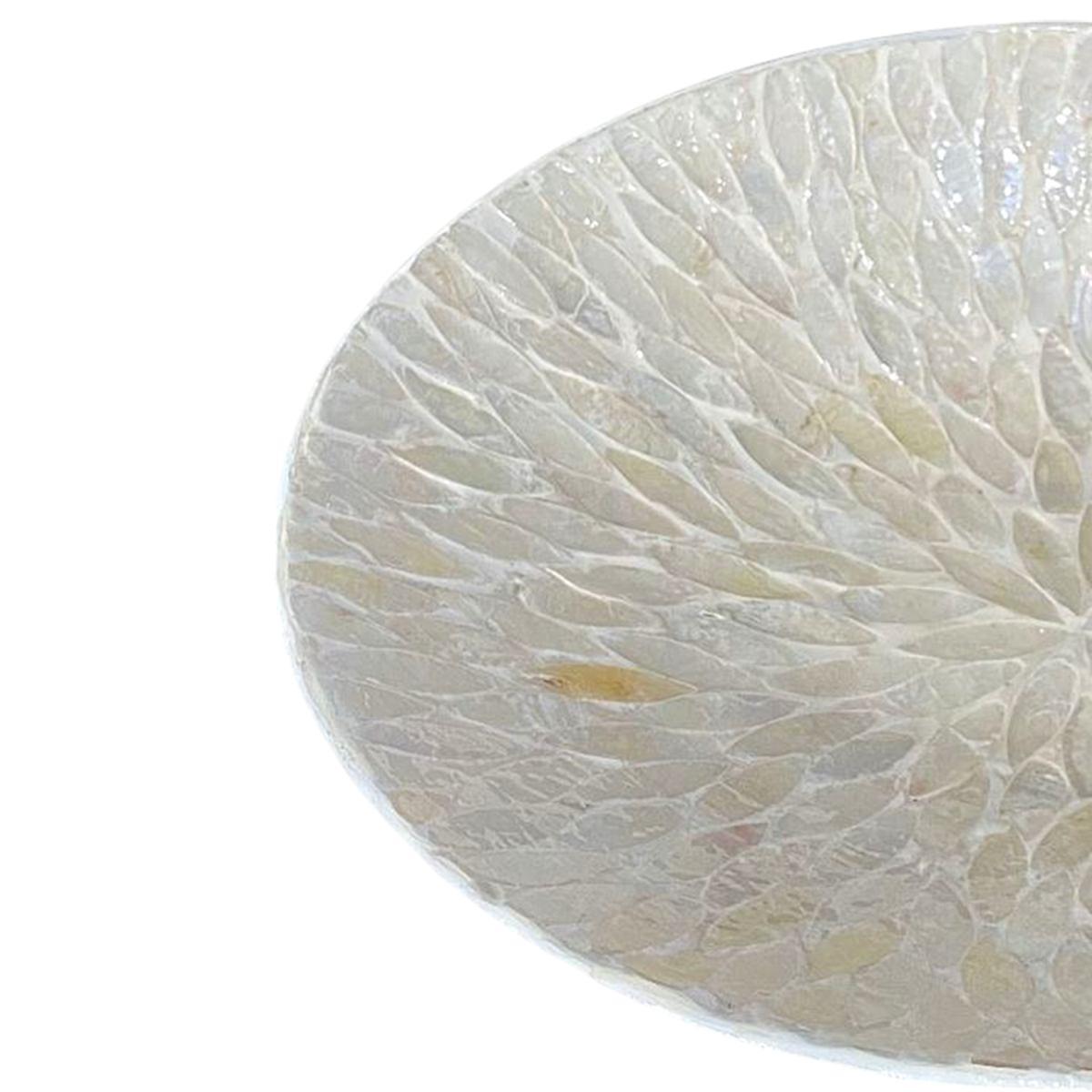 Centrotavola Ceramica Madreperla Petali Bianco cm.ÃƒÂ˜36 | Ambienti Glamour