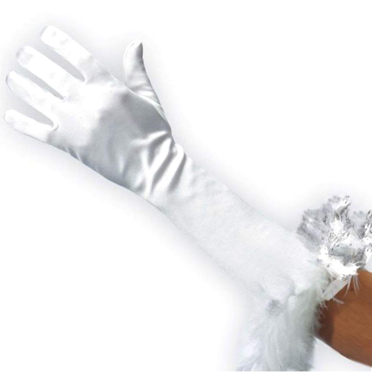 Guanti Lunghi Bianchi con Marabout cm.40 |Carnival Toys