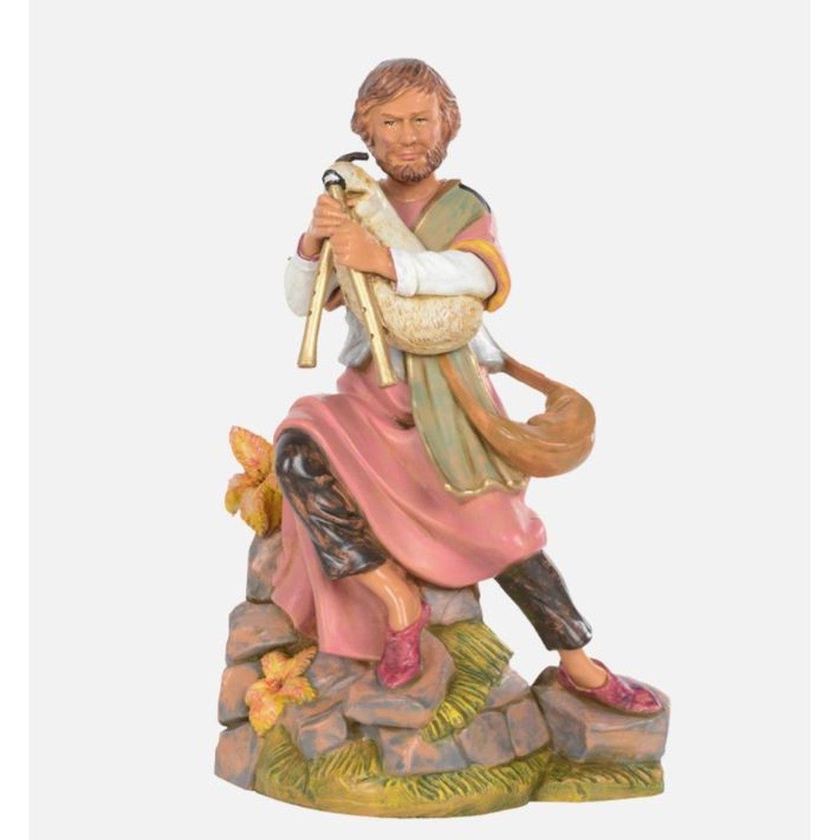 Statua cm.30 Pastore Seduto con Zampogna | Fontanini