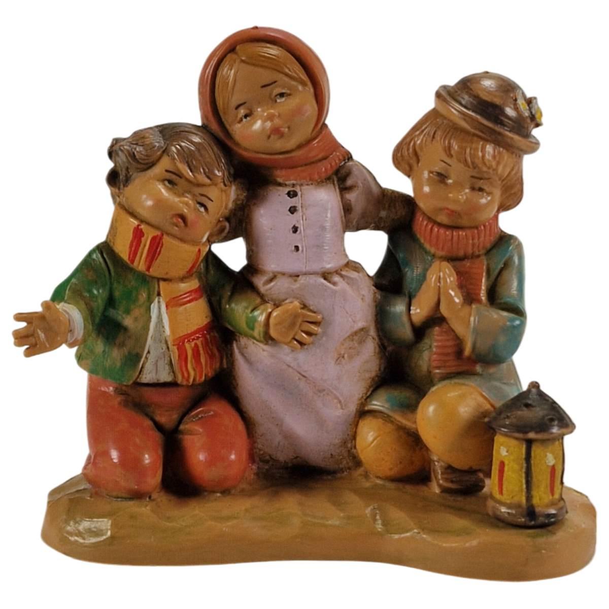 Statua cm.12 Bambini Inginocchiati con Lanterna | Fontanini