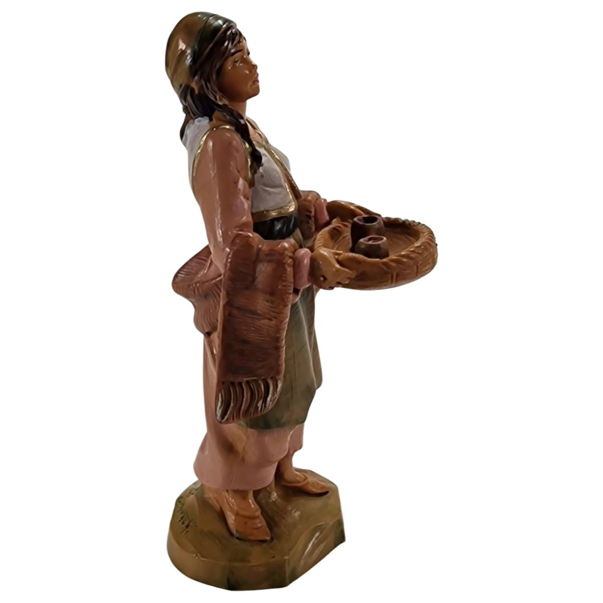 Statua cm.12 Pastorella con Vassoio e Bicchieri | Fontanini