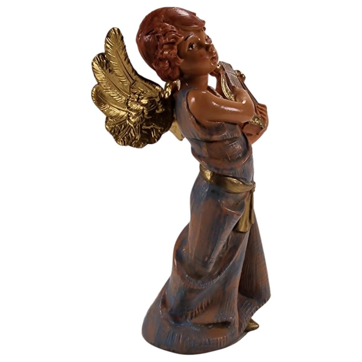 Statua angelo che suona la lira Fontanini presepe 15 cm altezza 15 cm