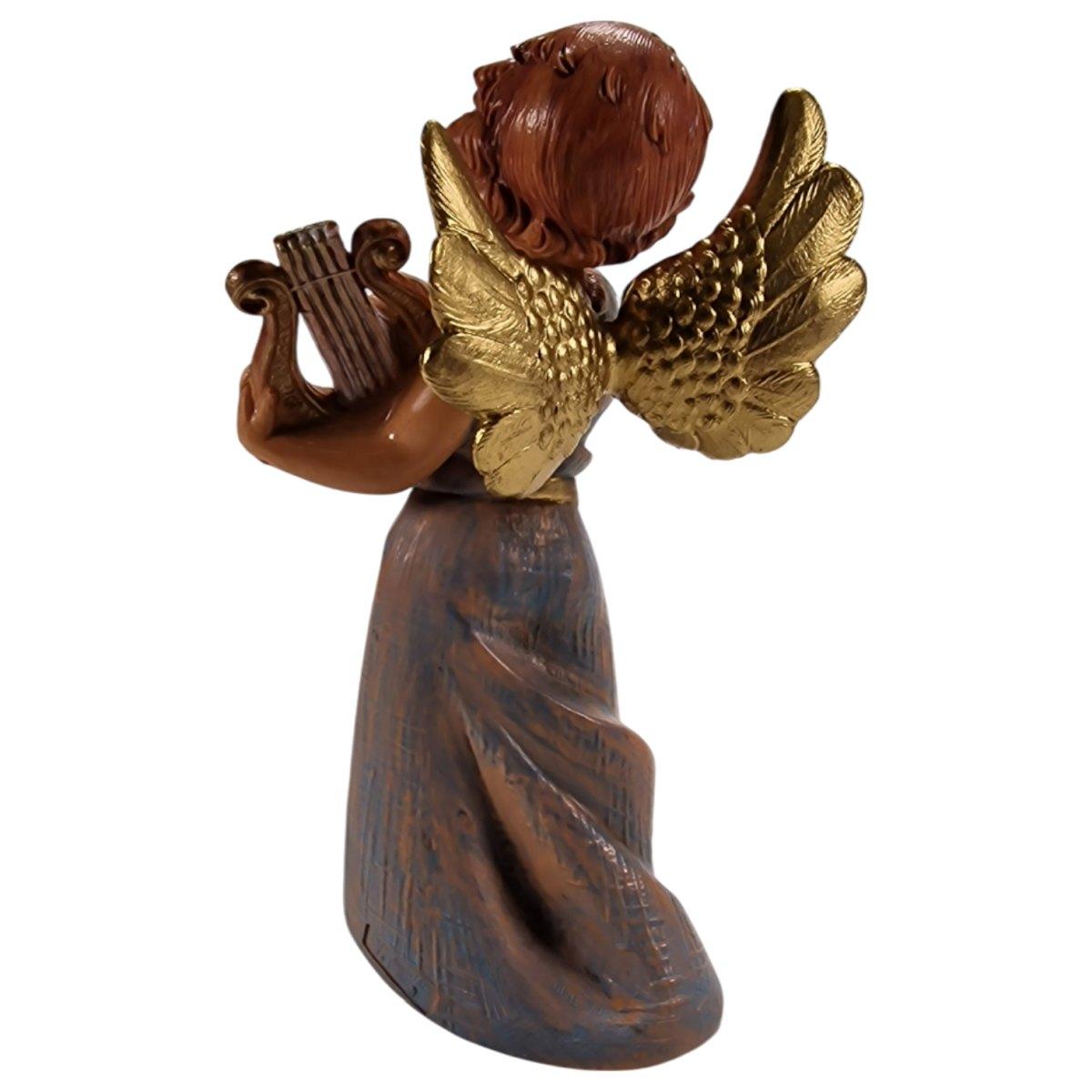 Statua angelo che suona la lira Fontanini presepe 15 cm altezza 15 cm