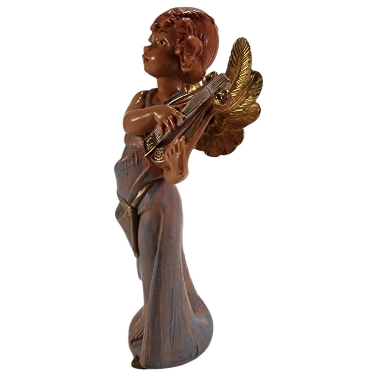 Statua angelo che suona la lira Fontanini presepe 15 cm altezza 15 cm