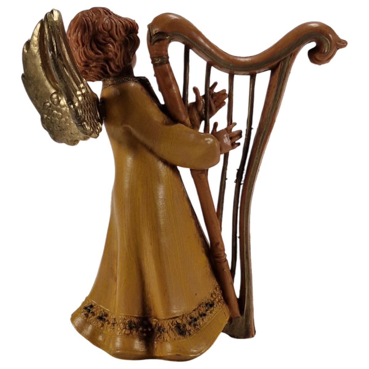 Statua angelo che suona arpa Fontanini presepe 12 cm altezza 12 cm