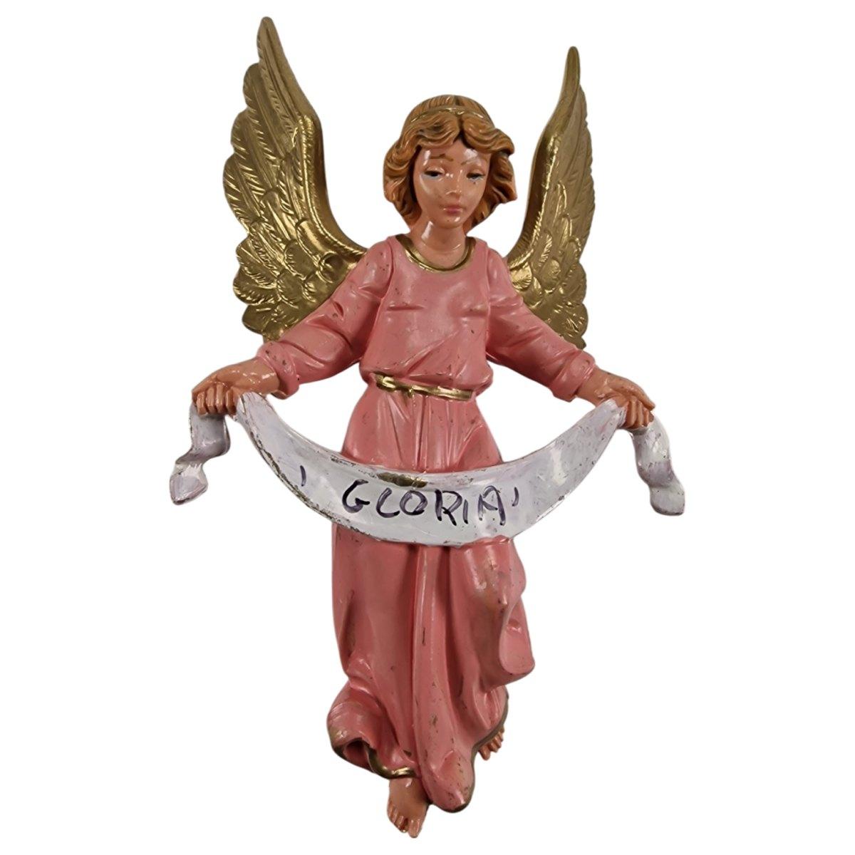 Statua angelo gloria rosa appenendere Fontanini presepe 12 cm altezza 12 cm