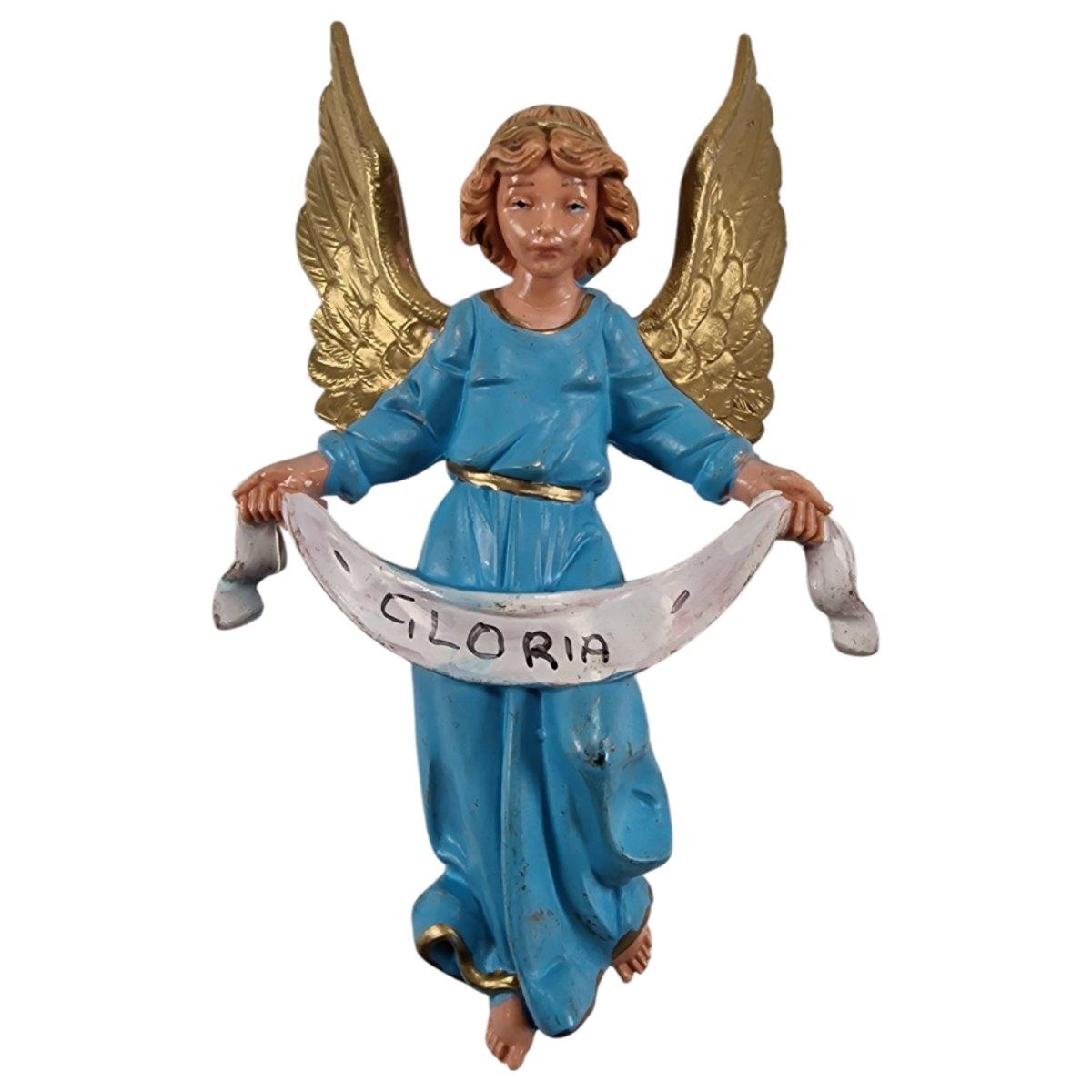 Statua angelo gloria azzurro appenendere Fontanini presepe 12 cm altezza 12 cm
