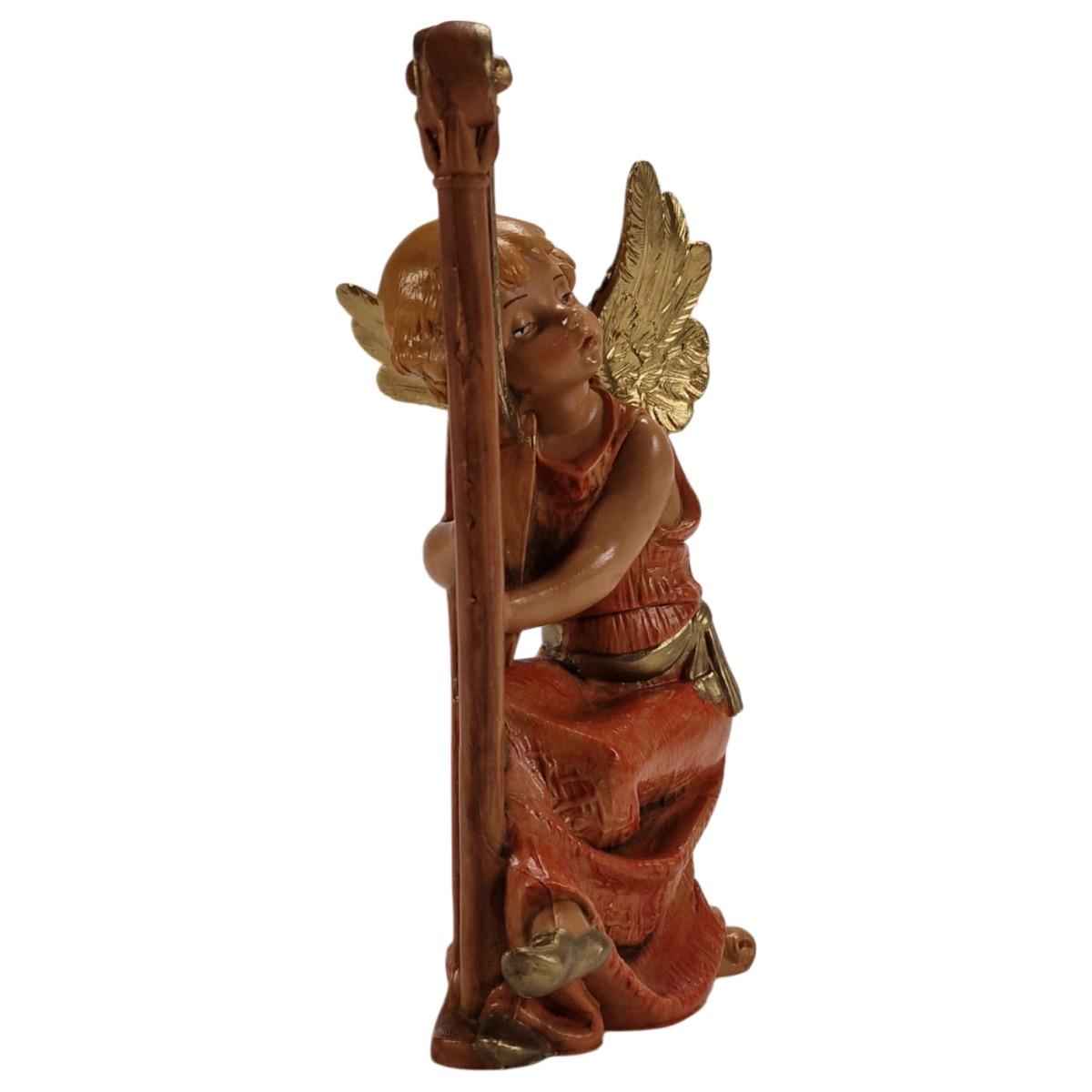 Statua angelo che suona l arpa Fontanini presepe 15 cm altezza 15 cm