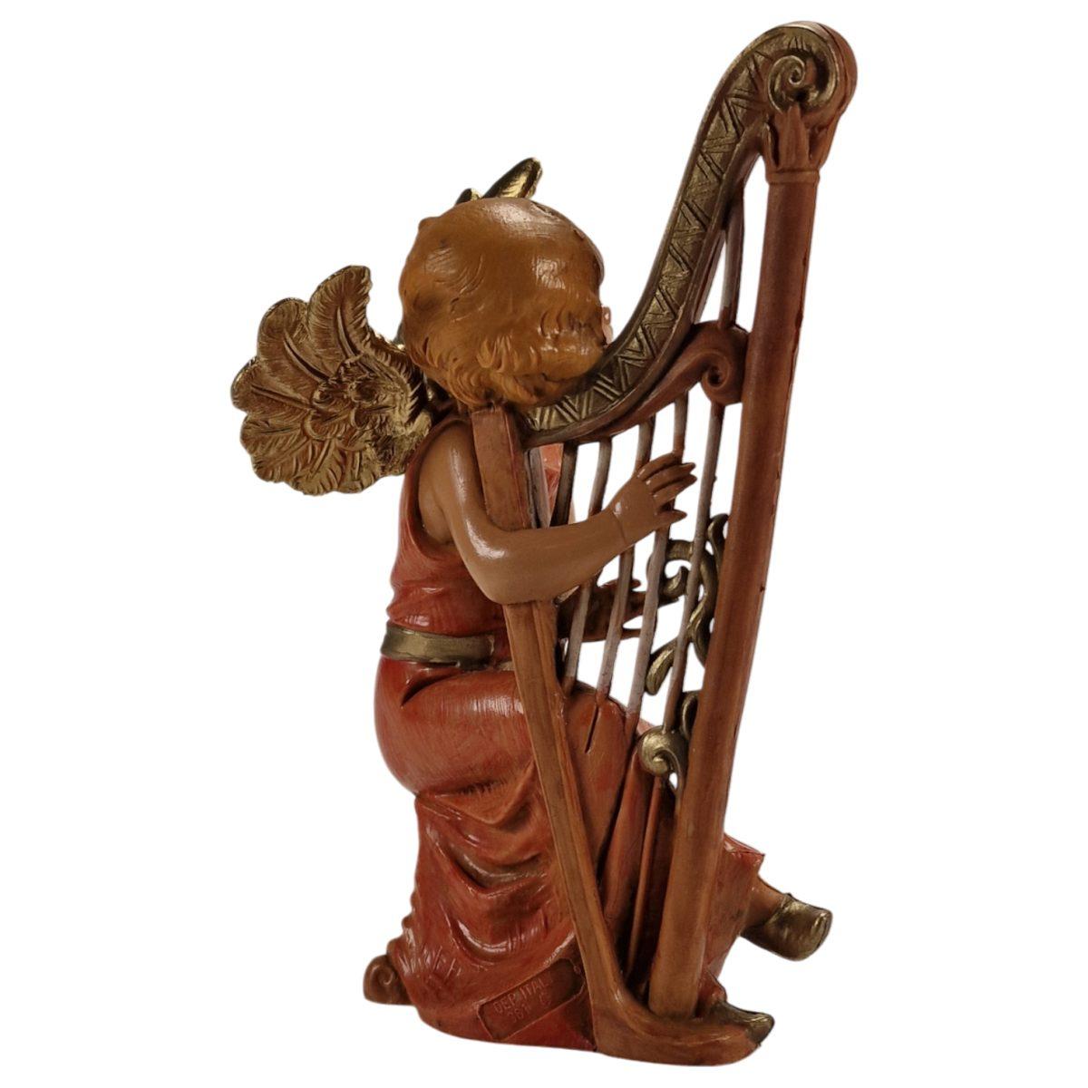 Statua angelo che suona l arpa Fontanini presepe 15 cm altezza 15 cm