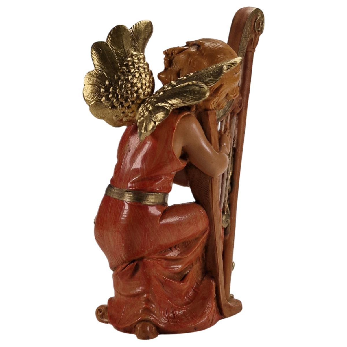 Statua angelo che suona l arpa Fontanini presepe 15 cm altezza 15 cm