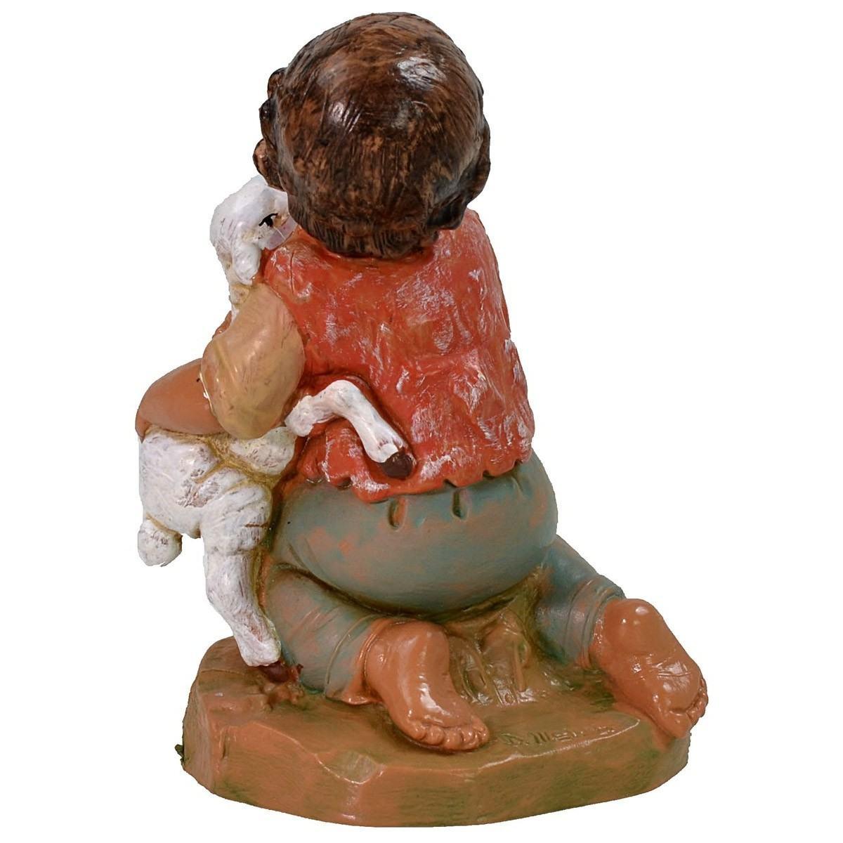Statua bambino agnello in braccio Fontanini presepe 30 cm altezza 30 cm