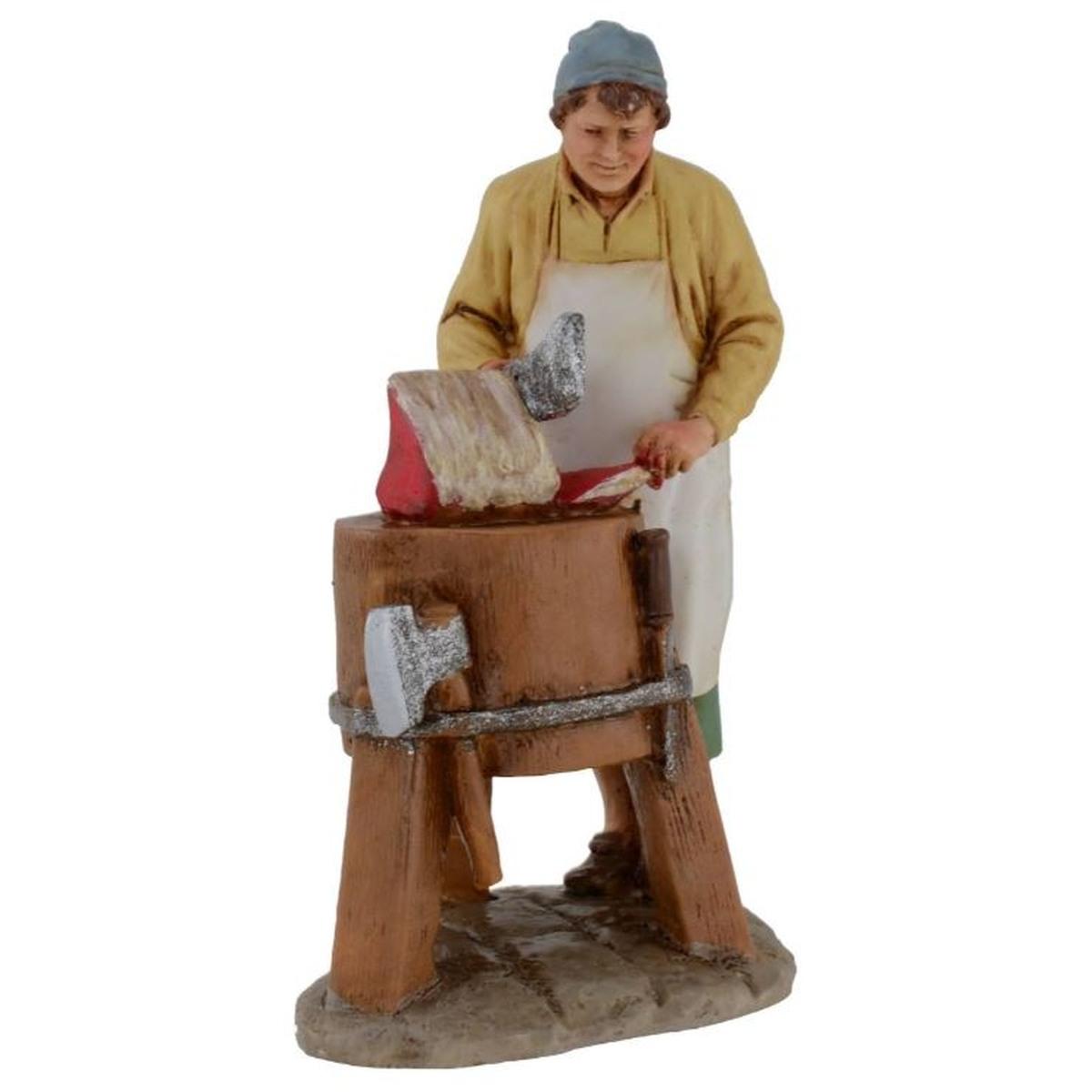 Statua cm.10 Macellaio al Banco con Carne | Moranduzzo