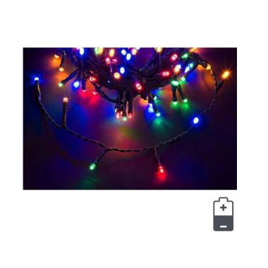 Luci Natale Esterno Batteria LED 180 Multicolor mt.5 con Timer |Bizzotto
