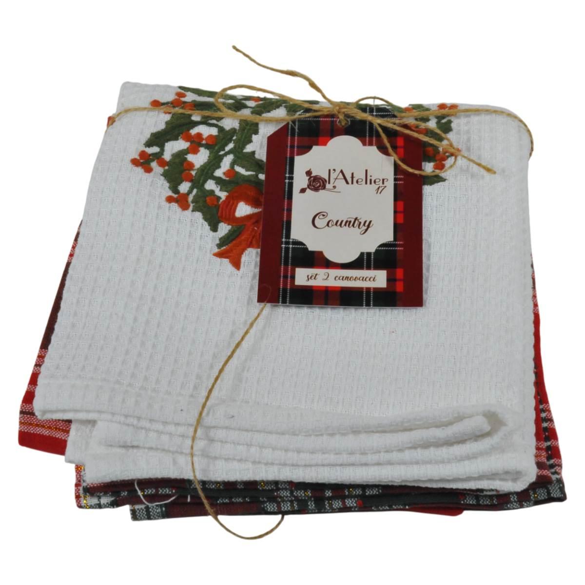 Strofinaccio in Tessuto Natale Country Set pz.2 |Atelier17