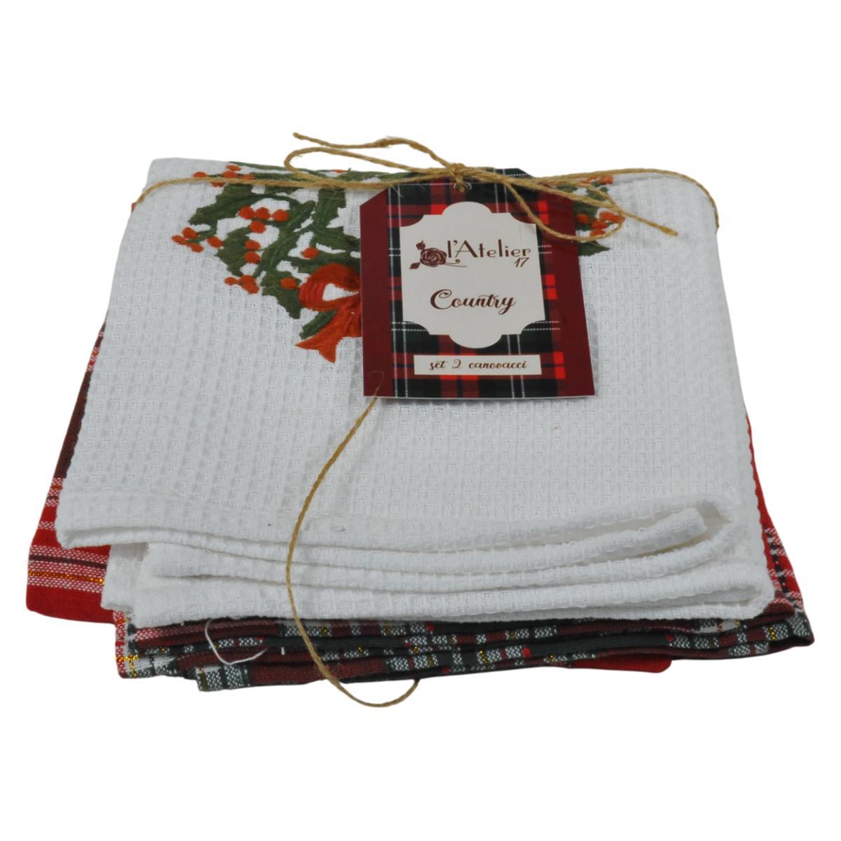 Strofinaccio in Tessuto Natale Country Set pz.2 |Atelier17