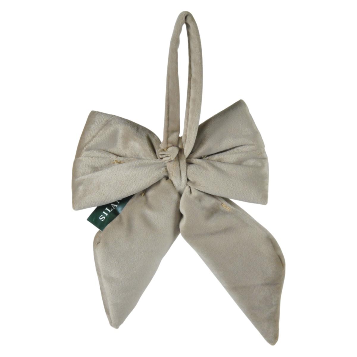 Decorazione Natalizia Fiocco Velluto Beige cm.13,5x17 |Silani