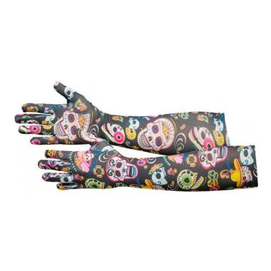Guanti Lunghi Neri con Teschi Messicano Multicolor cm.60 |Orlob