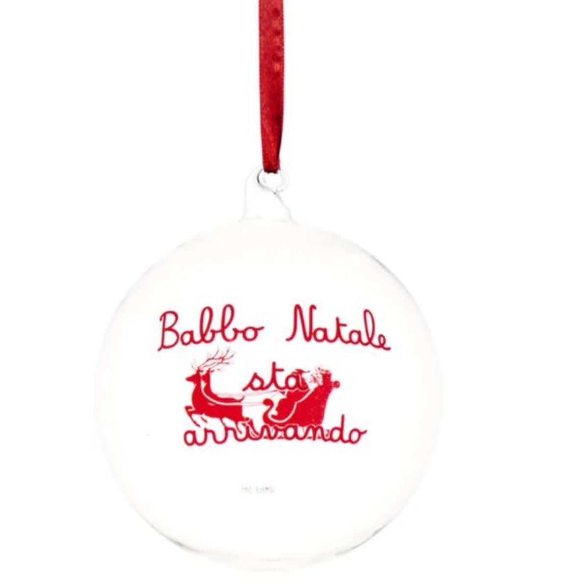 Pallina Natale Vetro cm.ÃƒÂ˜15 con Scritta Babbo sta Arrivando |Simple