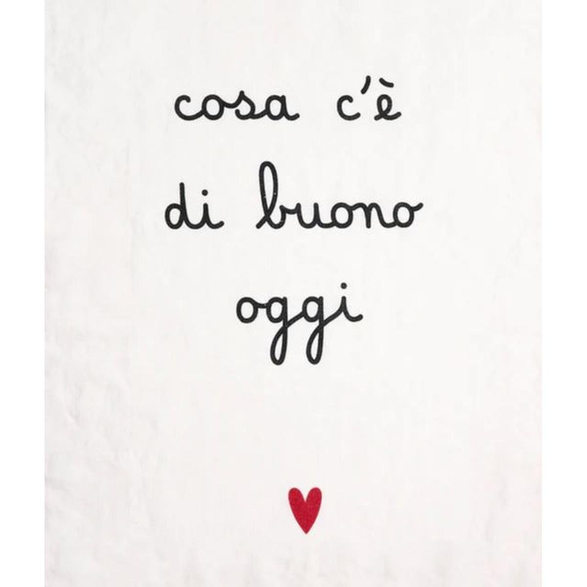 Strofinaccio Lino con Scritta Cosa c'è di Buono Oggi cm.50x70 | Simple
