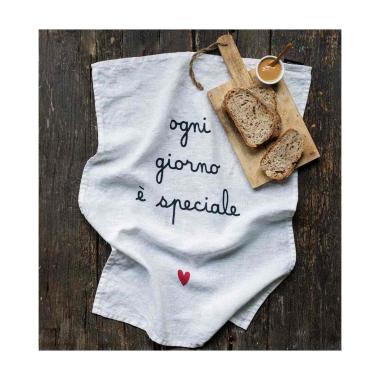 Strofinaccio Lino con Scritta Ogni Giorno è Speciale cm.50x70 | Simple