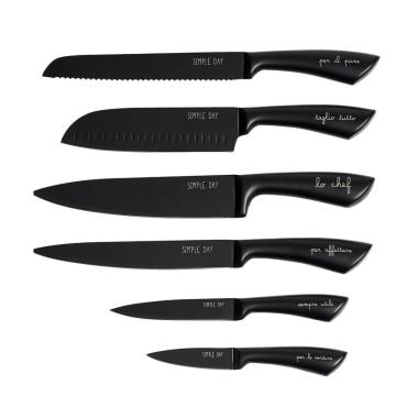 Coltelli Simply Day Inox Nero Set pz.6 | Simple
