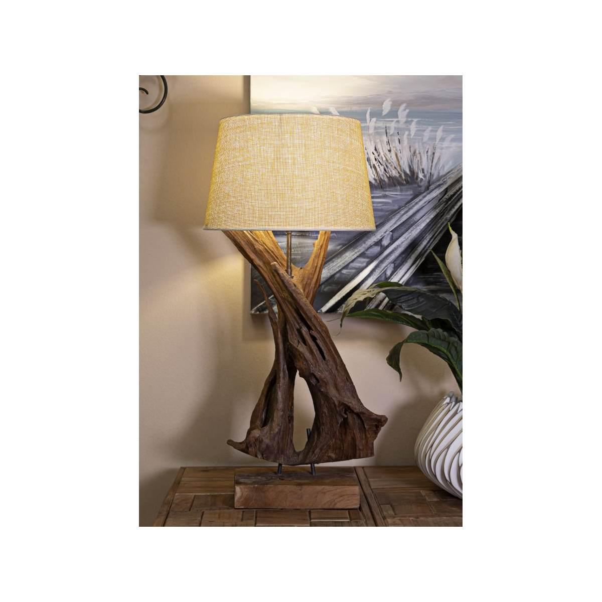 Lampada Da Tavolo Teak Riciclato cm.35x80 |Mauro Ferretti