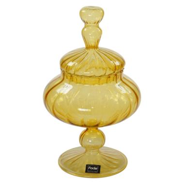Vaso Vetro Porta Dolci con Coperchio Ambra cm.25 | Fade