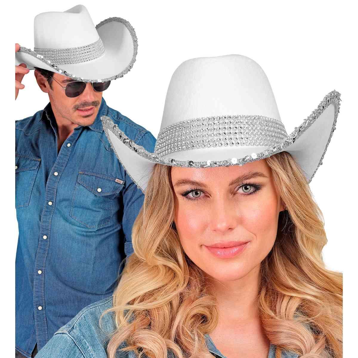 Cappello Cowboy Bianco con Strass |Widmann