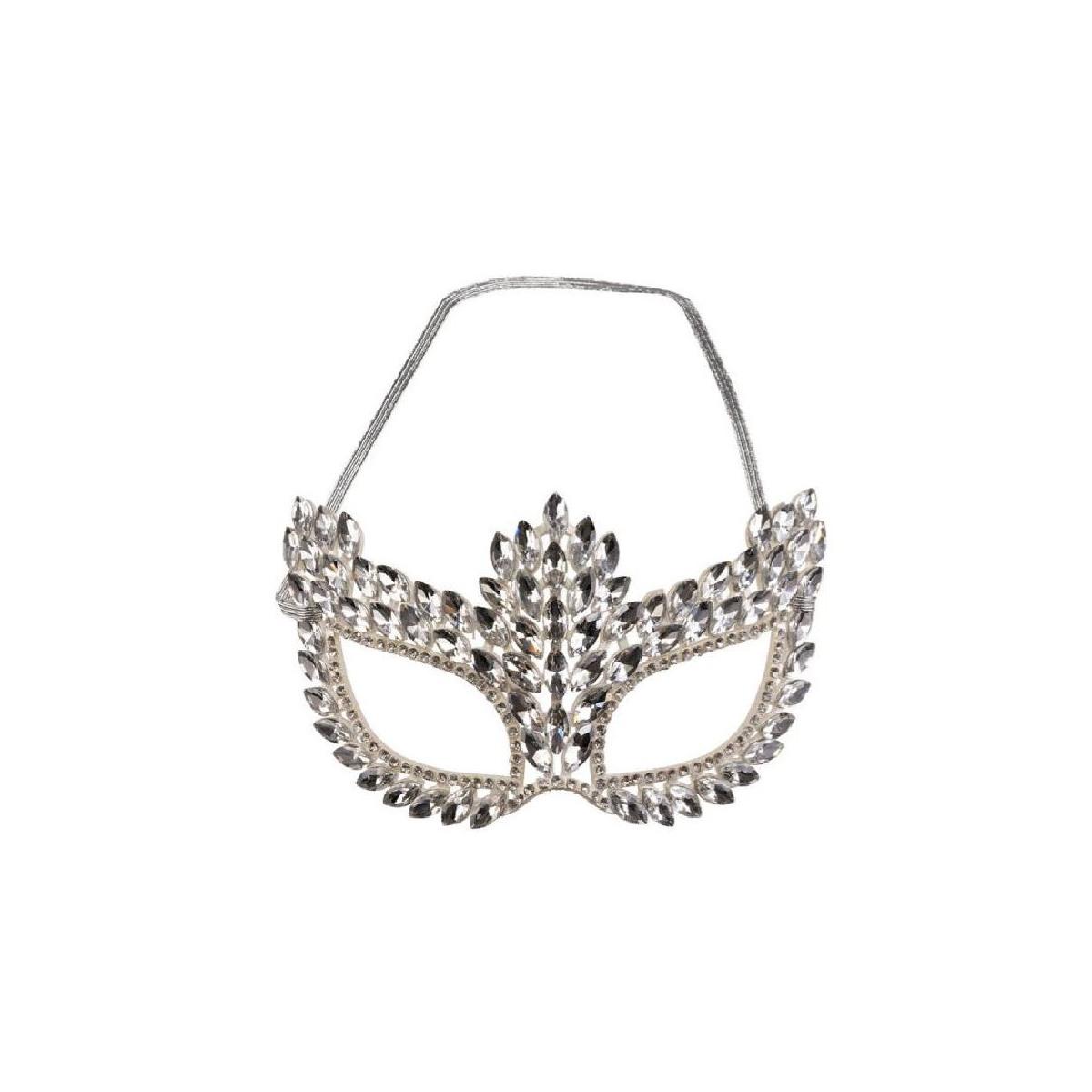 Maschera Viso PVC Argento con Gemme e Strass |Carnival Toys