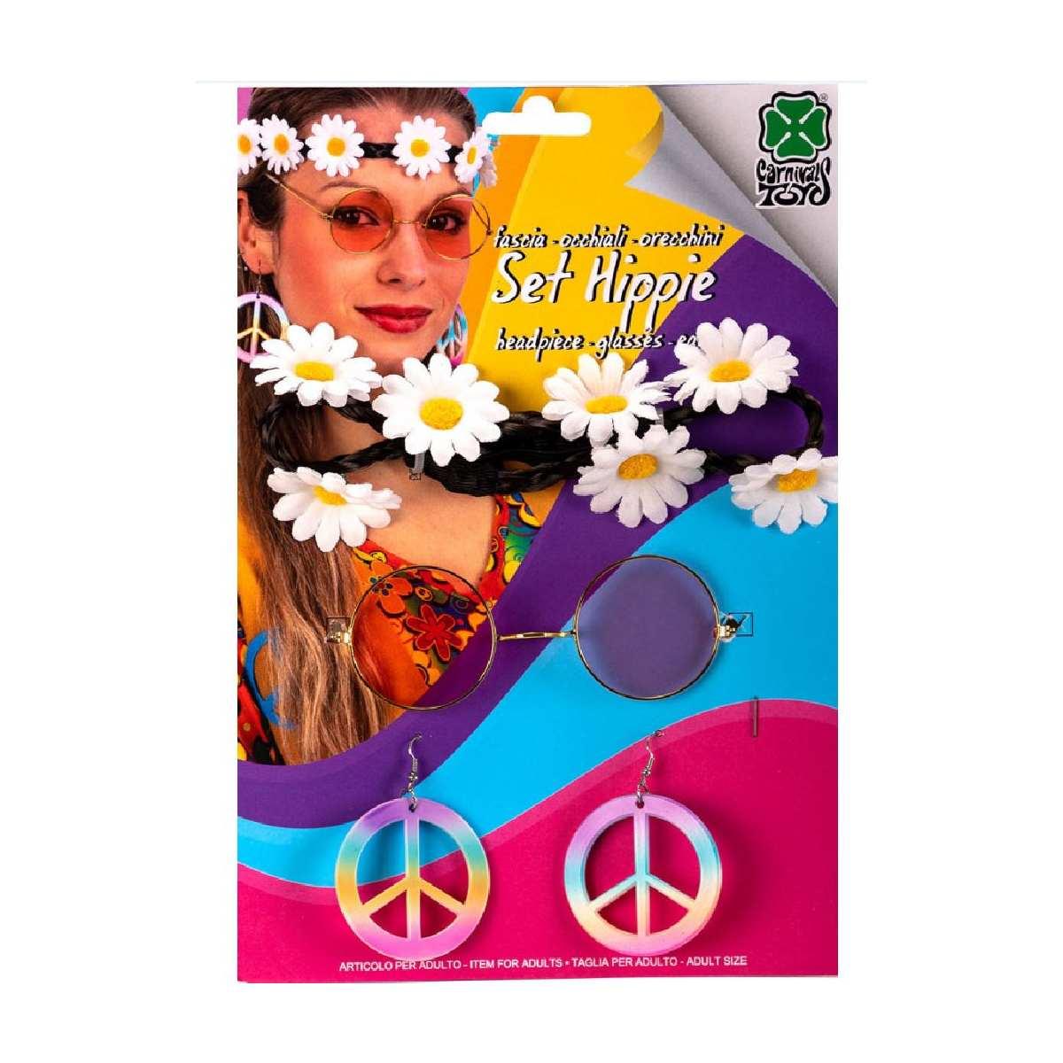 Hippie Occhiali Orecchini con Fascia Set pz.3 |Carnival Toys