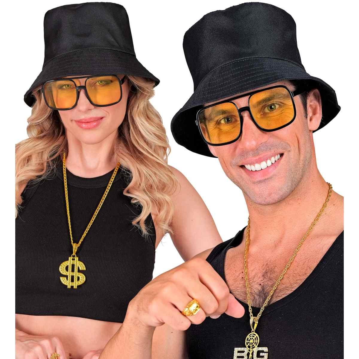 Occhiali Neri Hip Hop con Lenti Gialle |Widmann