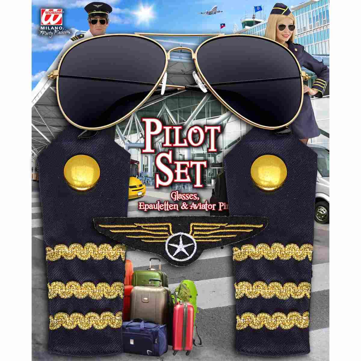 Pilota Spalline,Occhiali e Spilla Aviatore |Widmann