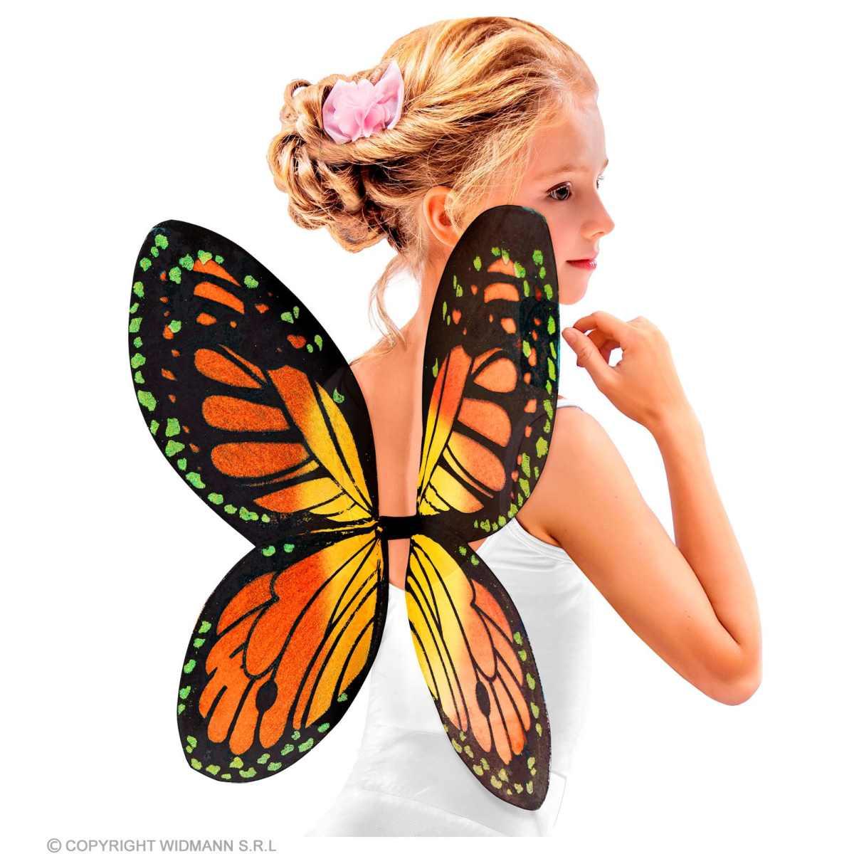 Ali Farfalla Nero Giallo Arancione cm.66x38 |Widmann