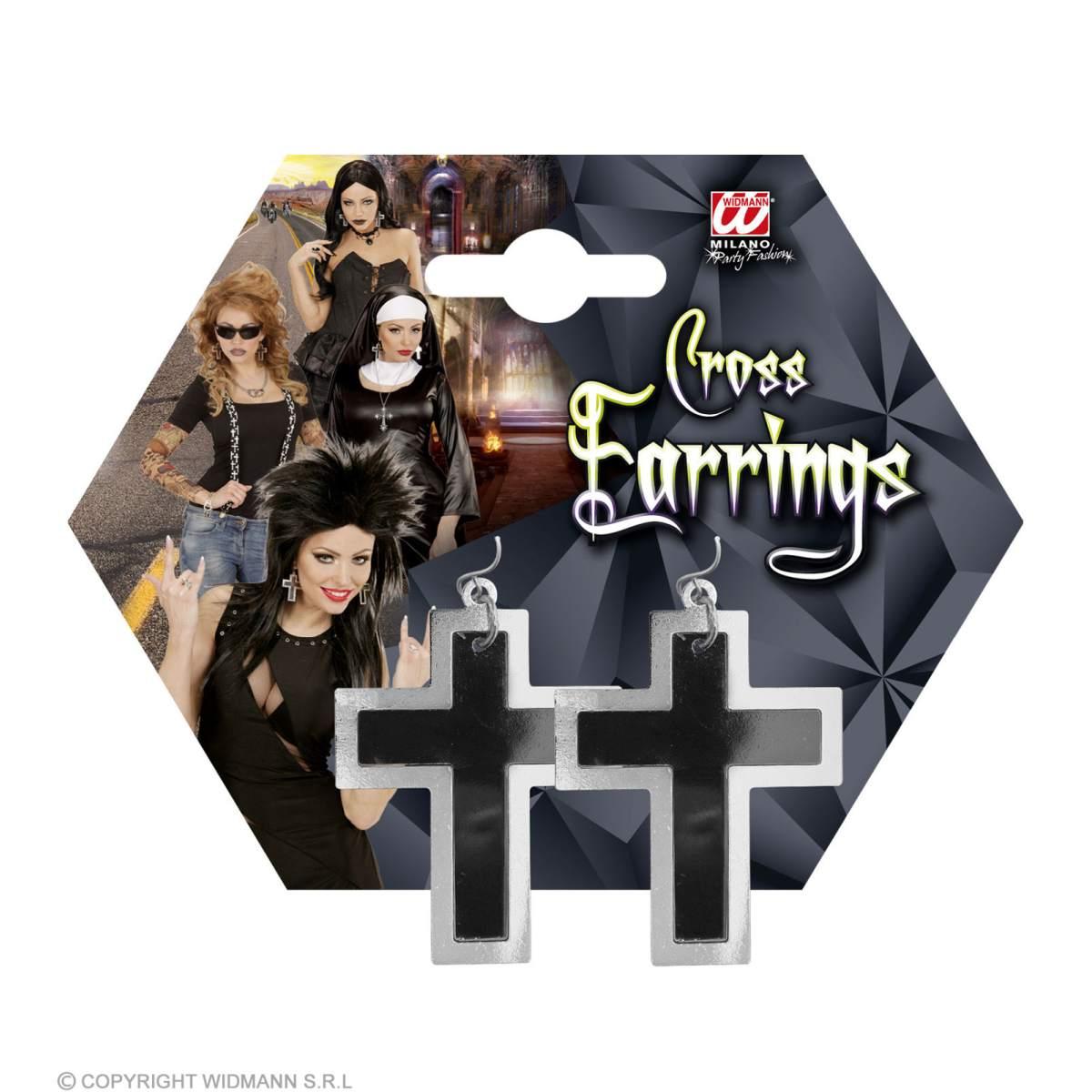 Orecchini con Croce Nera e Argento |Widmann