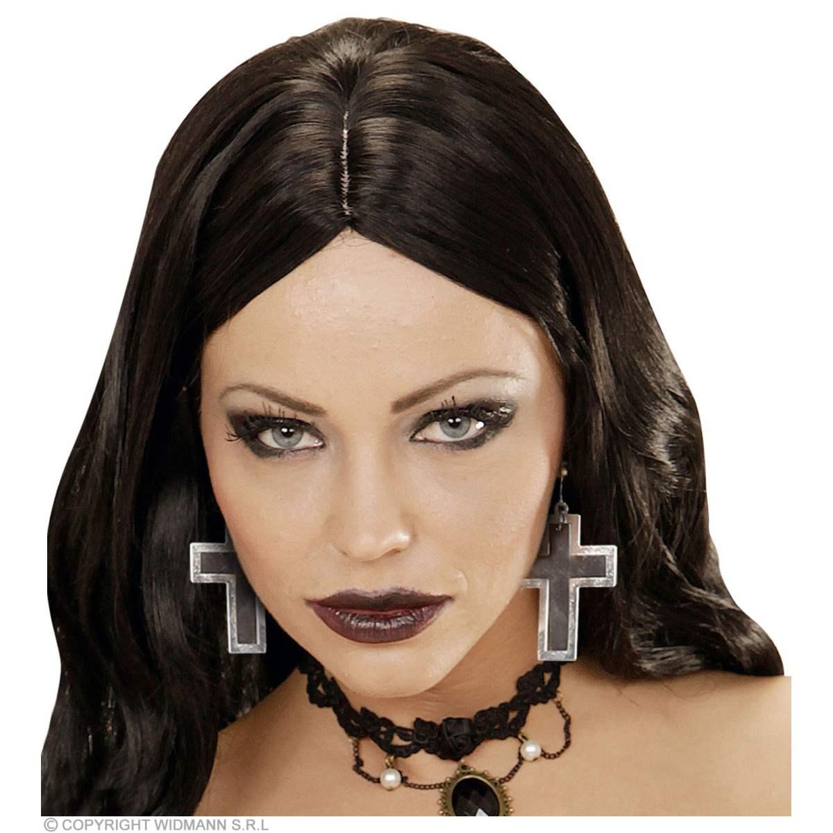 Orecchini con Croce Nera e Argento |Widmann