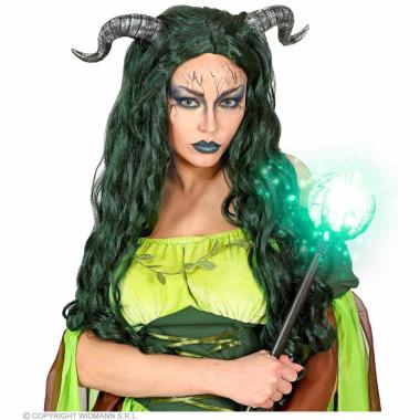 Parrucca Verde Mossa con Corna Nere |Widmann