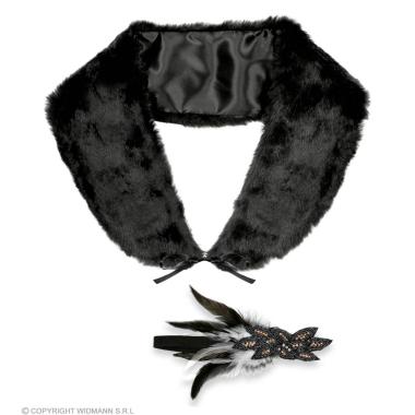 Charleston con Stola Nera e Copricapo con Piume |Widmann