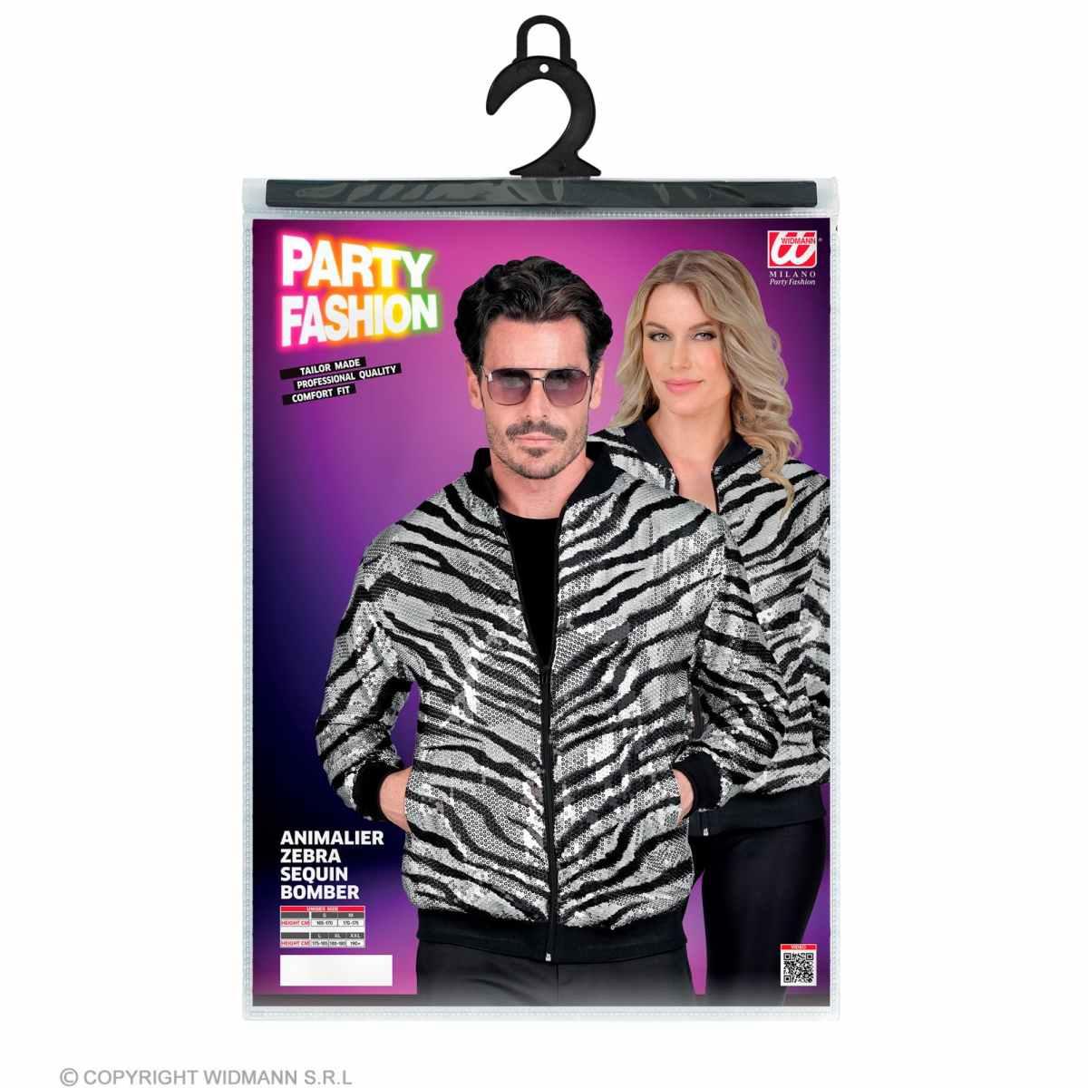 Giubbino Bomber Party Disco Zebrato Animalier |Widmann