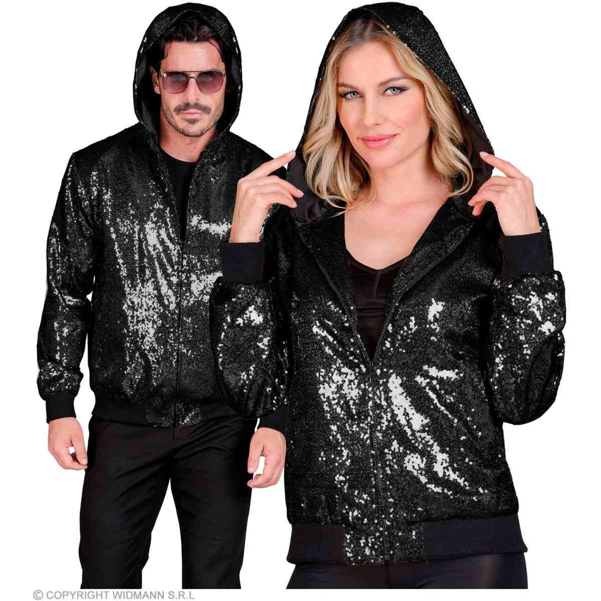 Giubbino Bomber Party Nero con Cappuccio |Widmann