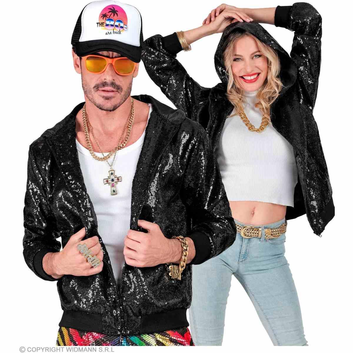 Giubbino Bomber Party Nero con Cappuccio |Widmann